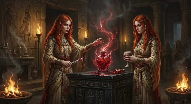 Crónicas Vampíricas Mekare y Maharet en la ceremonia del corazón